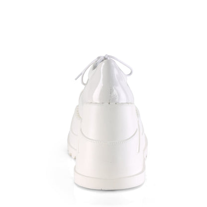 Demonia Cult Essential | "Stomp-08" Shoes - White Patent-Vegan Leather