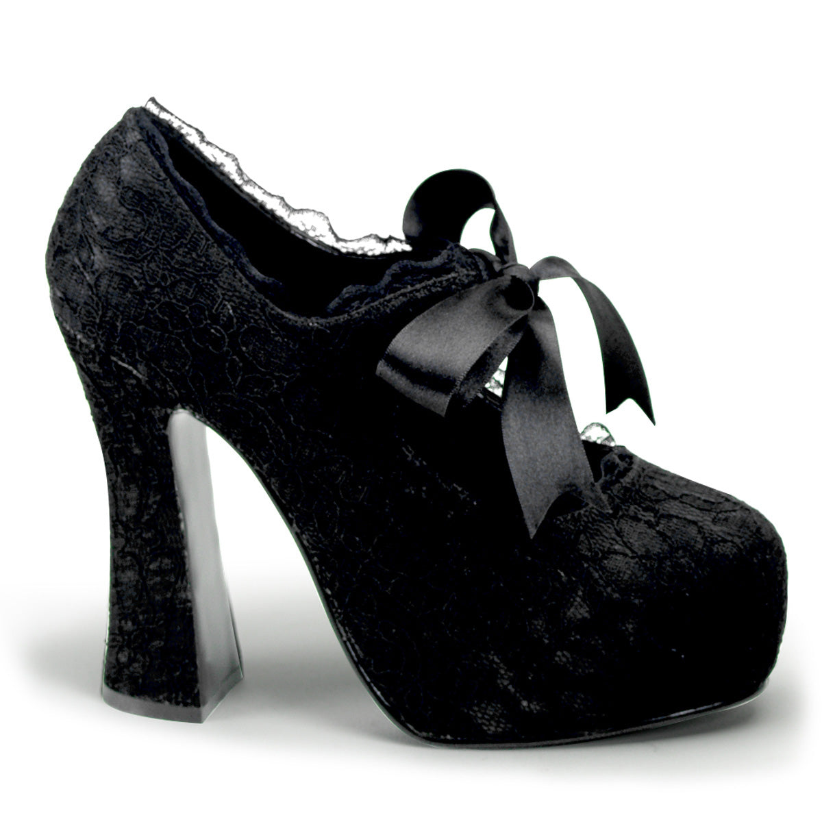 Demonia Cult Great Value | "Demon-11" Platforms - Black Satin-Black Lace
