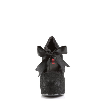 Demonia Cult Great Value | "Demon-11" Platforms - Black Satin-Black Lace