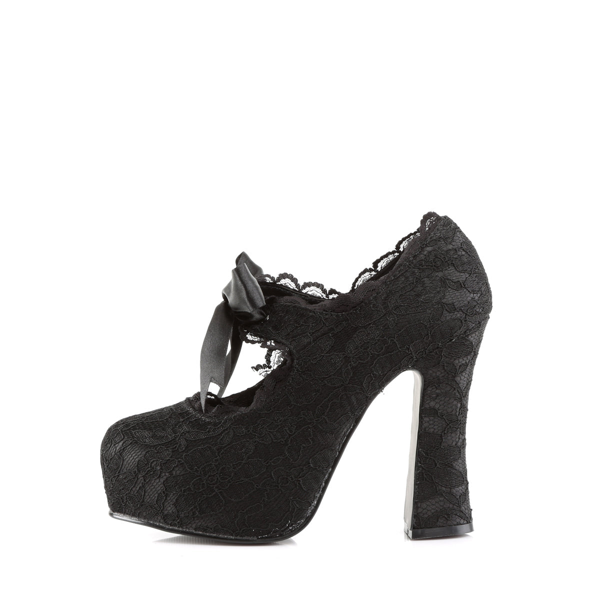 Demonia Cult Great Value | "Demon-11" Platforms - Black Satin-Black Lace