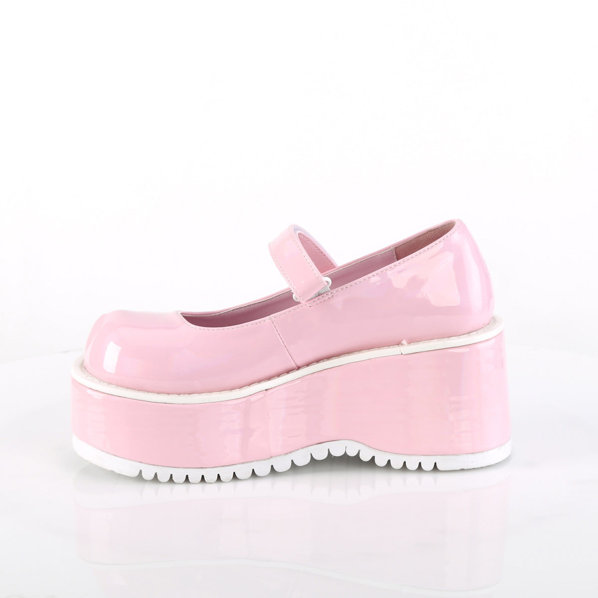 Demonia Cult Signature | "Dollie-01" Platforms - Baby Pink Holo Patent