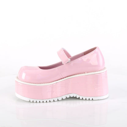 Demonia Cult Signature | "Dollie-01" Platforms - Baby Pink Holo Patent