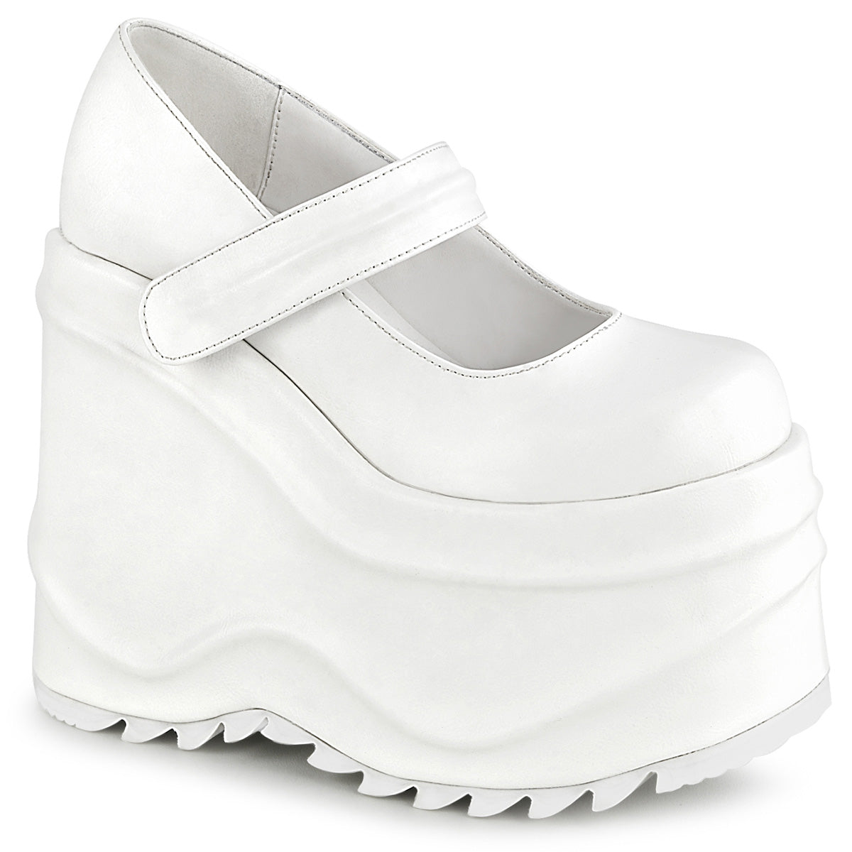 Demonia Cult Essential | "Wave-32" Platforms - White Vegan Leather