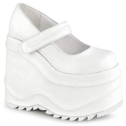 Demonia Cult Essential | "Wave-32" Platforms - White Vegan Leather