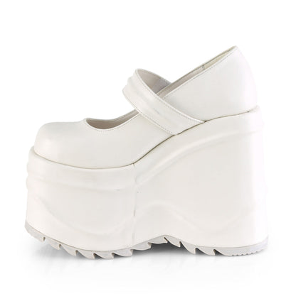 Demonia Cult Essential | "Wave-32" Platforms - White Vegan Leather