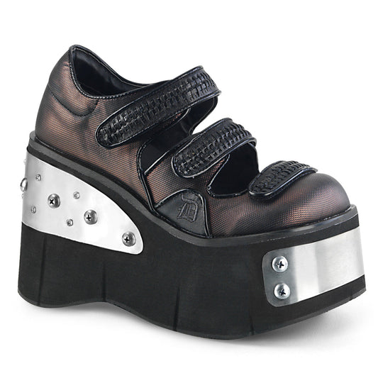 Demonia Cult Everyday | "Kera-13" Platforms - Black-Pewter Vegan Leather