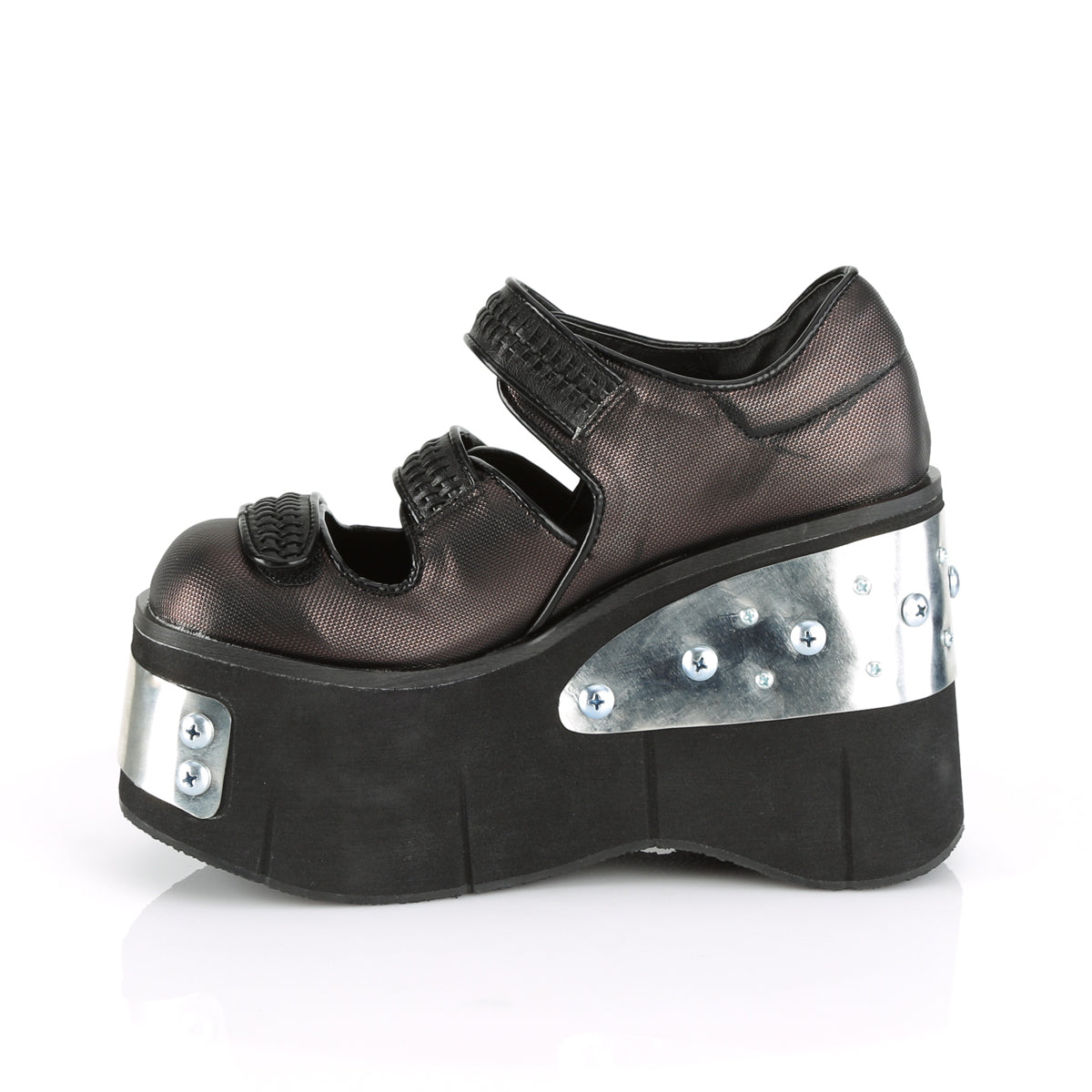 Demonia Cult Everyday | "Kera-13" Platforms - Black-Pewter Vegan Leather