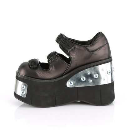 Demonia Cult Everyday | "Kera-13" Platforms - Black-Pewter Vegan Leather