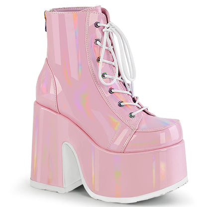Demonia Cult Exclusive | "Camel-203" Boots - Baby Pink Hologram