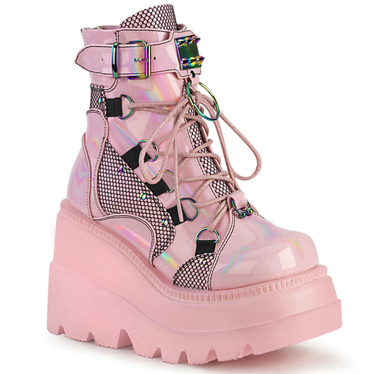 Demonia Cult Classic | "Shaker-60" Boots - Baby Pink Hologram
