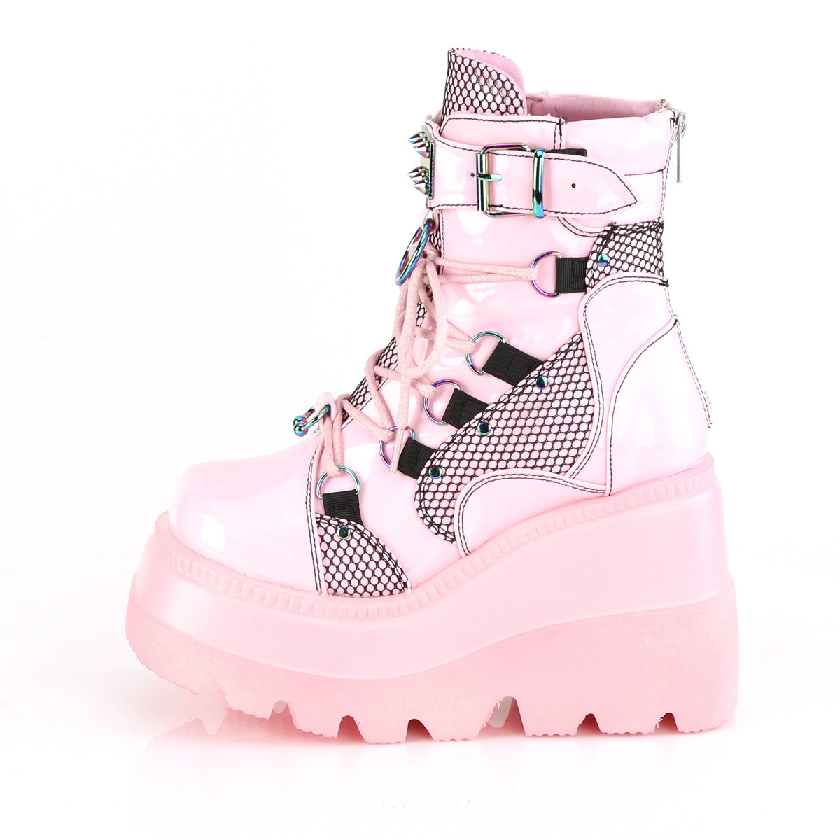 Demonia Cult Classic | "Shaker-60" Boots - Baby Pink Hologram
