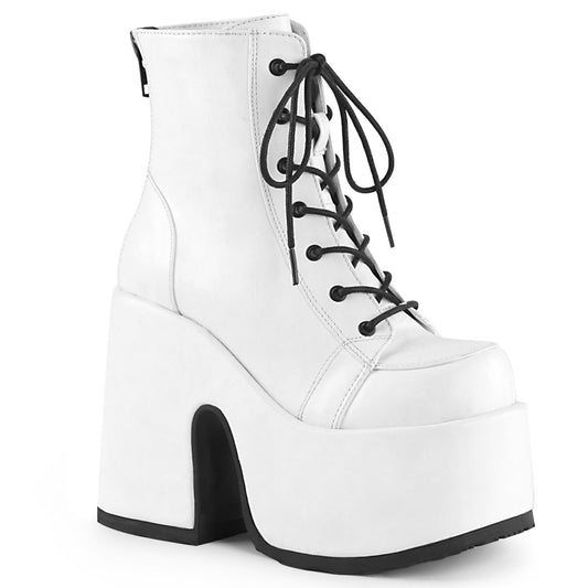 Demonia Cult Great Value | "Camel-203" Boots - White Vegan Leather