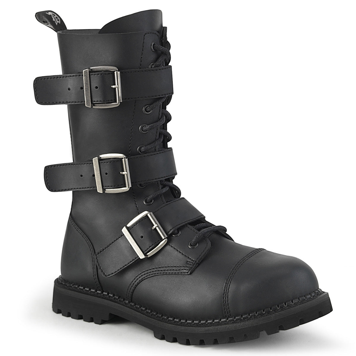 Demonia Cult Value | "Riot-12BK" Boots - Black Vegan Leather
