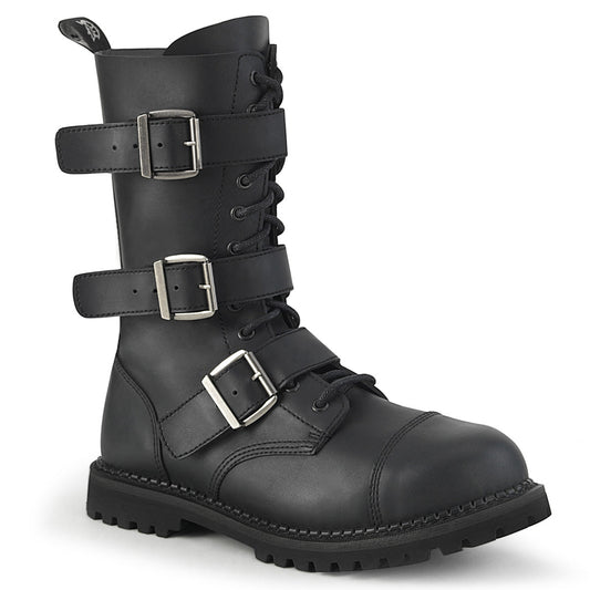 Demonia Cult Value | "Riot-12BK" Boots - Black Vegan Leather
