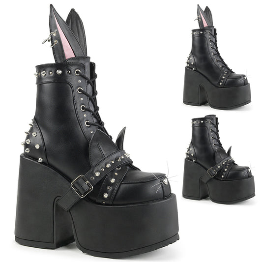 Demonia Cult Exclusive | "Camel-202" Boots - Black Vegan Leather