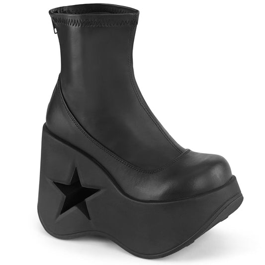 Demonia Cult Great Value | "Dynamite-100" Boots - Black Stretch Vegan Leather