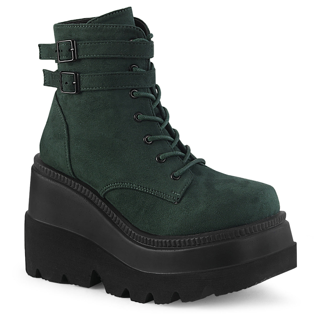 Demonia Cult Quality | "Shaker-52" Boots - Emerald Vegan Suede