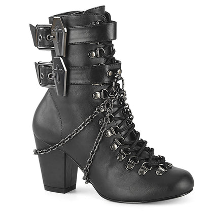 Demonia Cult Exclusive | "Vivika-128" Boots - Black Vegan Leather