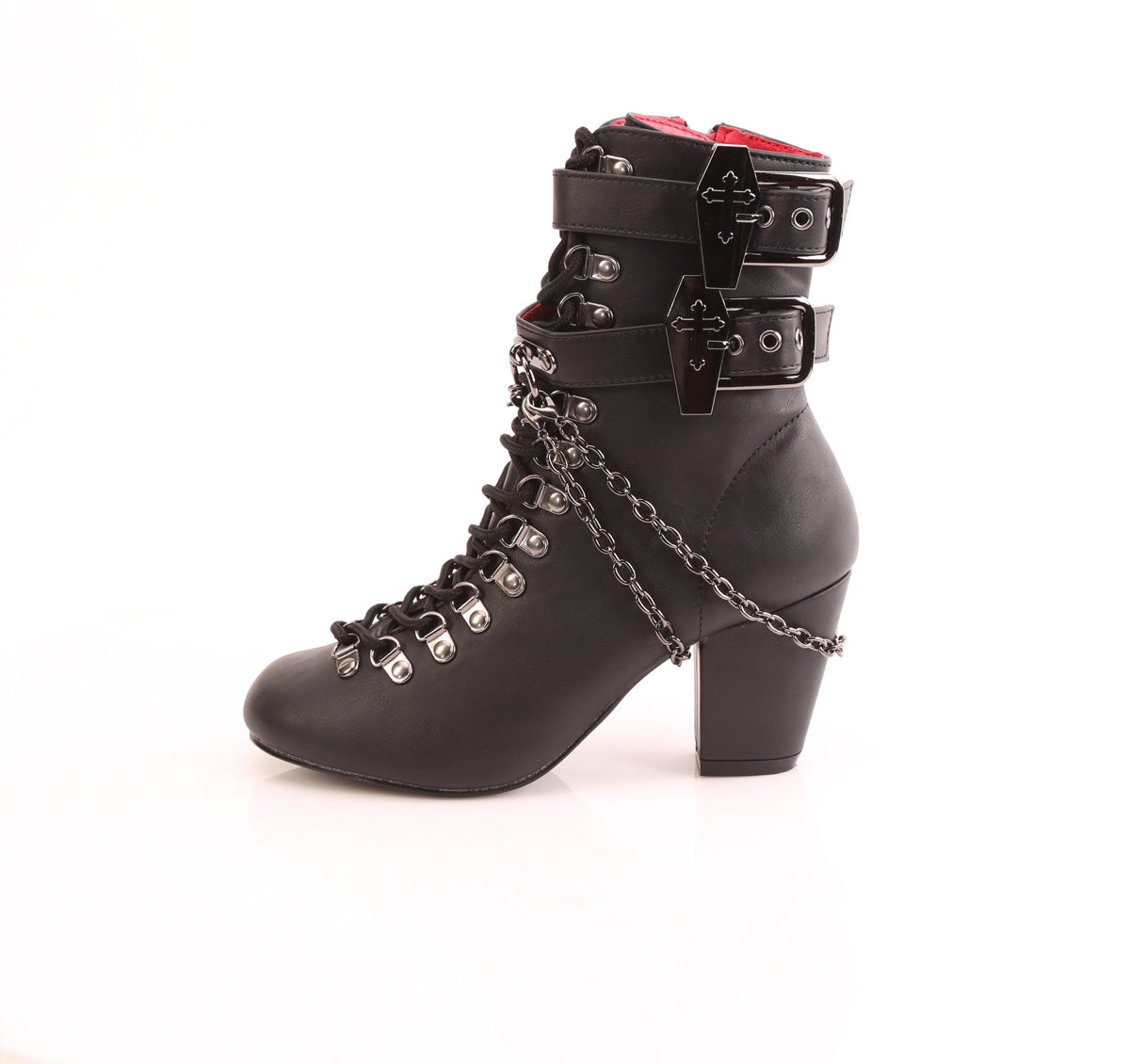 Demonia Cult Exclusive | "Vivika-128" Boots - Black Vegan Leather