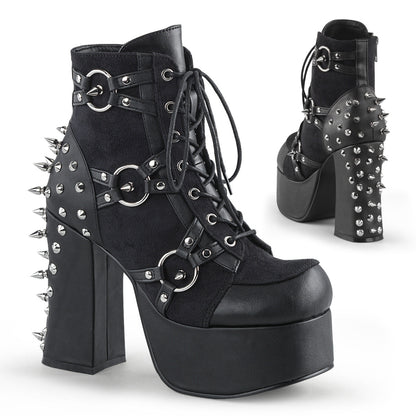 Demonia Cult Classic | "Charade-100" Boots - Black Vegan Leather-Suede