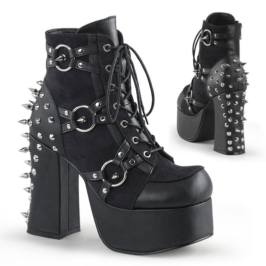 Demonia Cult Classic | "Charade-100" Boots - Black Vegan Leather-Suede