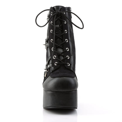 Demonia Cult Classic | "Charade-100" Boots - Black Vegan Leather-Suede
