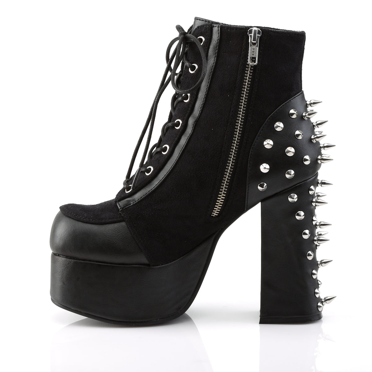Demonia Cult Classic | "Charade-100" Boots - Black Vegan Leather-Suede