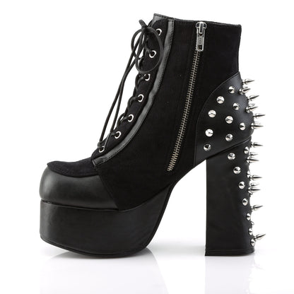 Demonia Cult Classic | "Charade-100" Boots - Black Vegan Leather-Suede