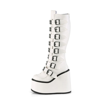 Demonia Cult Essential | "Swing-815" Boots - White Vegan Leather
