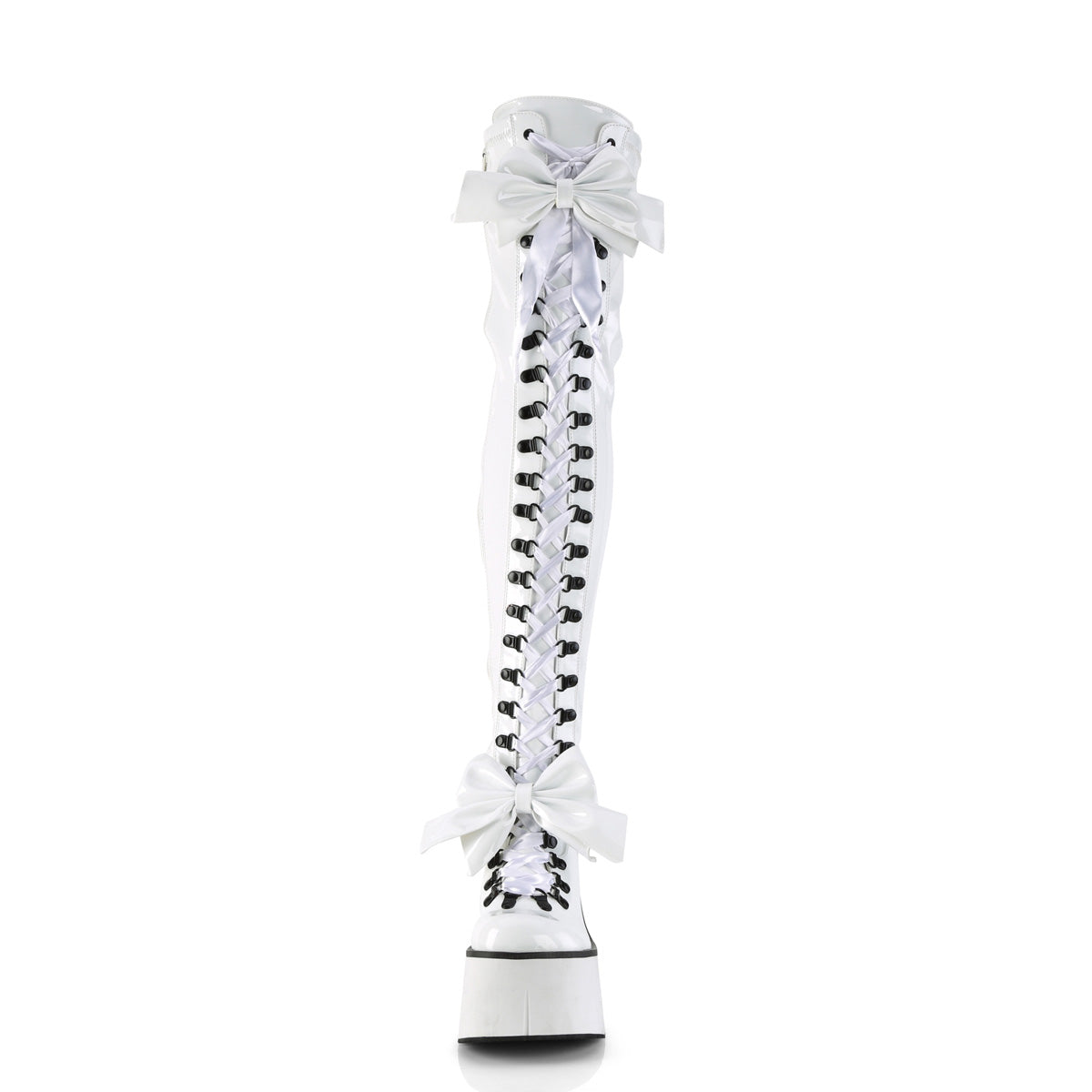 Demonia Cult Classic | "Kera-303" Boots - White Stretch Patent