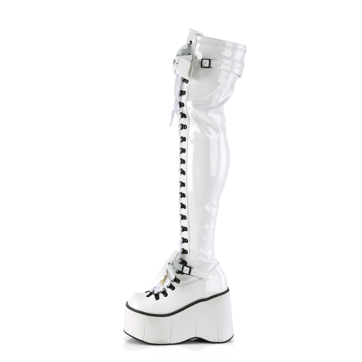 Demonia Cult Classic | "Kera-303" Boots - White Stretch Patent