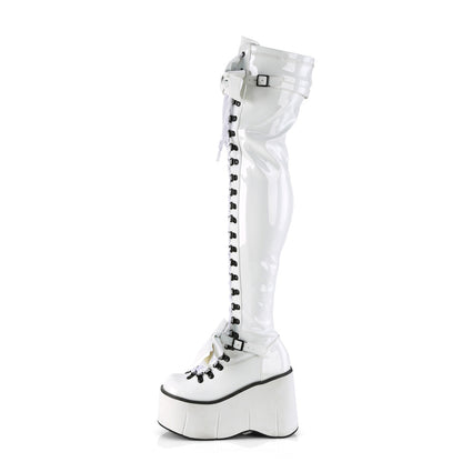 Demonia Cult Classic | "Kera-303" Boots - White Stretch Patent